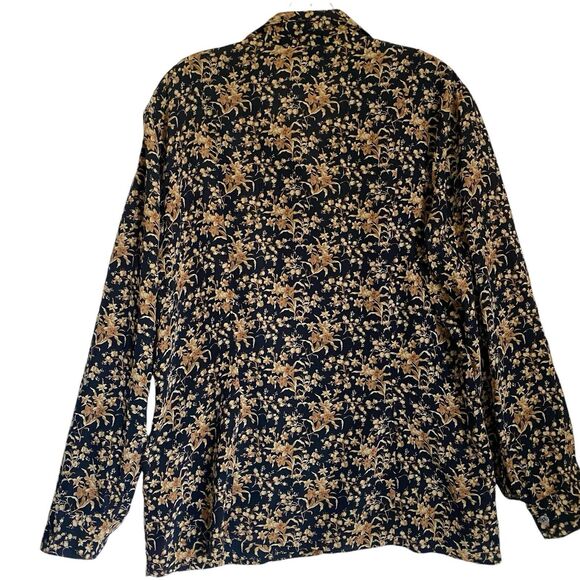 Evan Picone Blouse Top 12 Floral 100% Silk Button Up Long Sleeves Retro Cottage - Picture 2 of 5